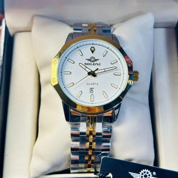 Soloni 1007 For Men - Silver Gold White With Premium Box | Rovelle