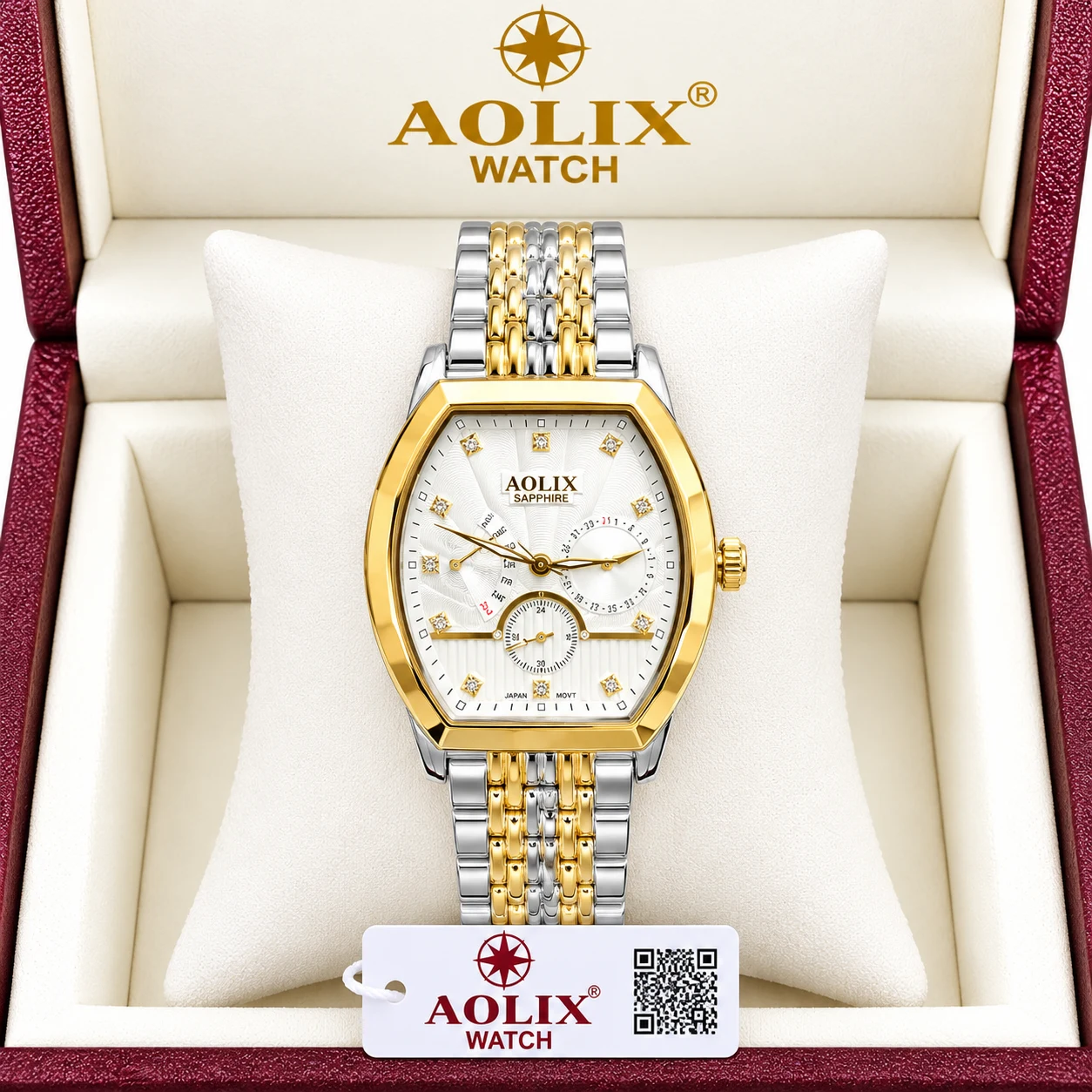 Aolix 7091 Men's Watch - Silver Gold White