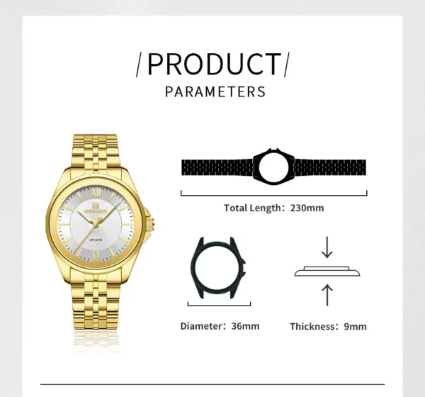 Naviforce 5067 For Women - Gold White | Rovelle