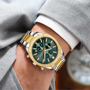 Curren 8490 - Silver Gold Green | Rovelle
