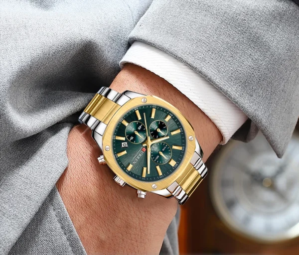 Curren 8490 - Silver Gold Green | Rovelle
