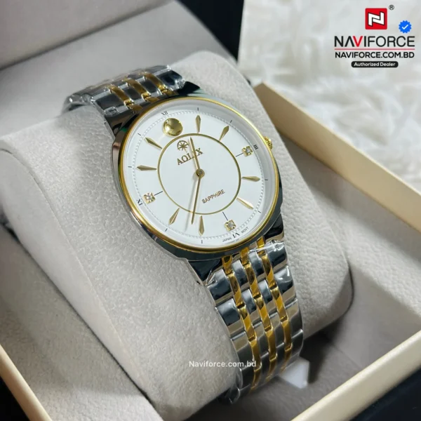 Aolix 9156 Men's Watch - Silver Gold White | Rovelle