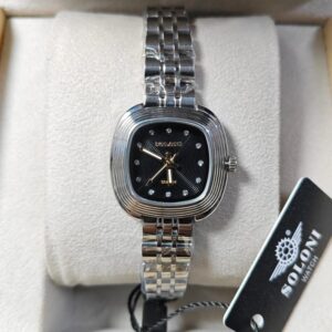 Soloni 1043 For Women - Silver Black With Premium Box | Rovelle