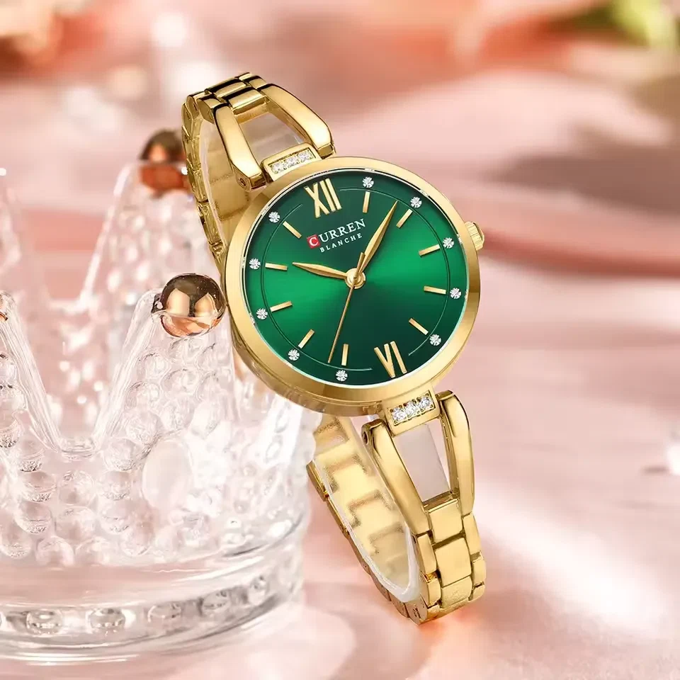Curren 9092 CH For Women - Gold Green