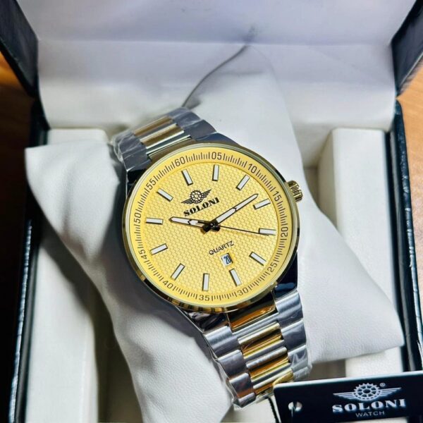 Soloni 1004M For Men - Silver Gold With Premium Box Soloni 1004M For Men - Silver Gold With Premium Box | Rovelle
