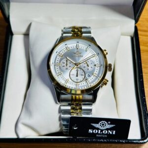 Soloni 3015 For Men - Silver Gold White With Premium Box | Rovelle