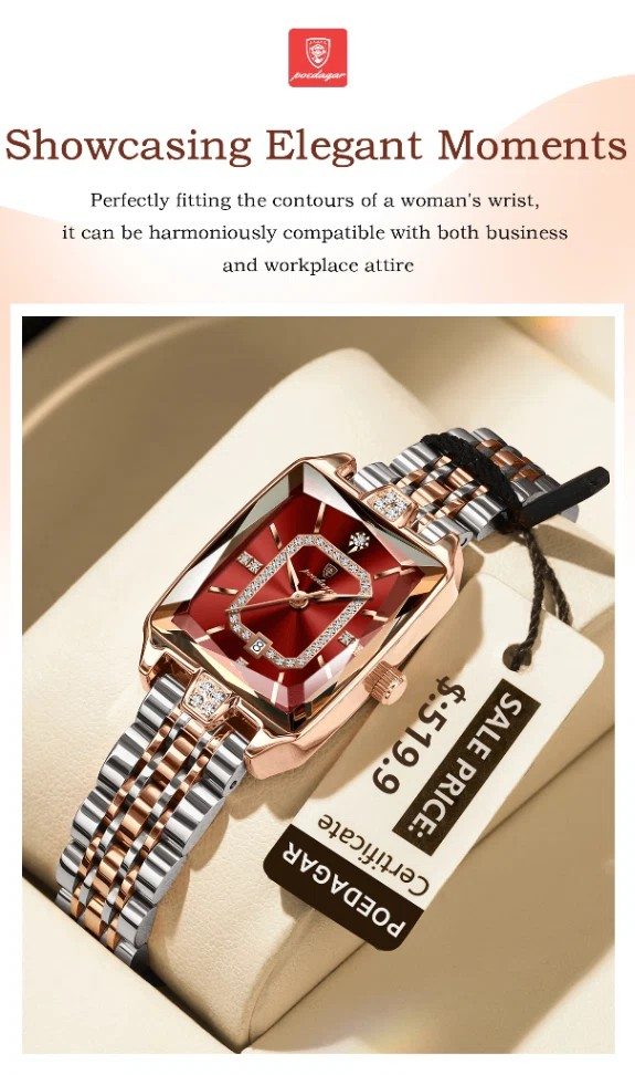 Poedagar 785 Ladies Watch - Silver Rose Red | Rovelle
