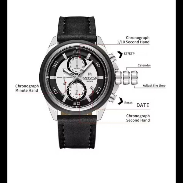 Naviforce 8075 For Men - Black White | Rovelle