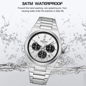 Naviforce 8048 CH - Sliver White Black For Men | Rovelle