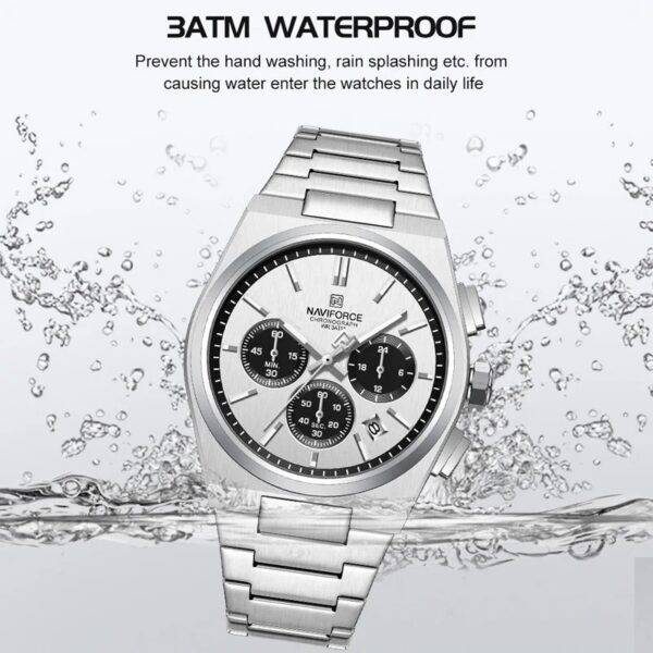 Naviforce 8048 CH - Sliver White Black For Men | Rovelle