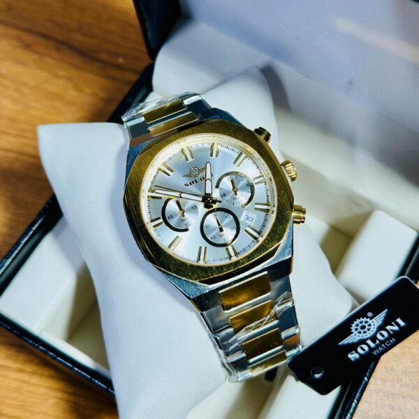 Soloni 3013 For Men - Silver Gold White With Premium Box | Rovelle