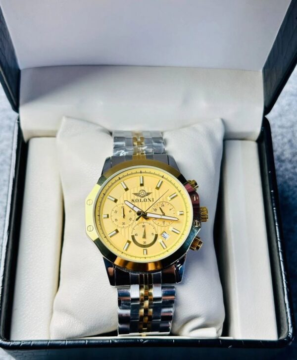 Soloni 3008 For Men - Silver Gold With Premium Box | Rovelle