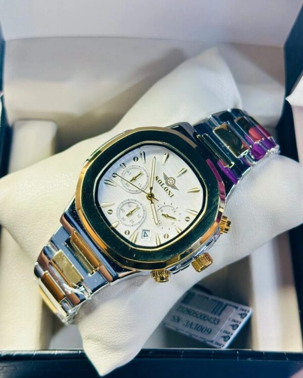 Soloni 3009 For Men - Silver Gold White With Premium Box | Rovelle