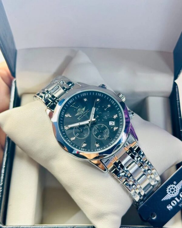 Soloni 3002 For Men - Silver Black With Premium Box | Rovelle