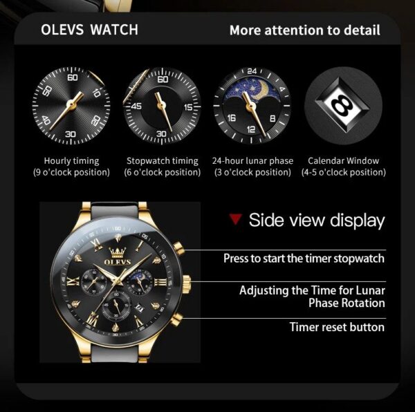 Olevs 7004 CH For Man - Gold Black | Rovelle