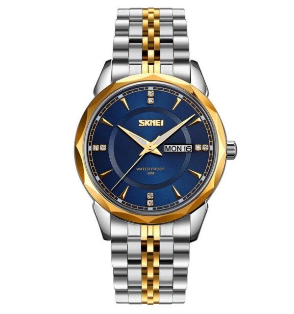 Skmei 9268 - Silver Gold Blue For Men Skmei 9268 - Silver Gold Blue For Men | Rovelle