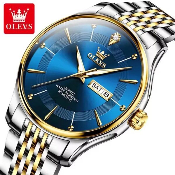 Olevs 9908 CH For Man - Silver Gold Blue | Rovelle