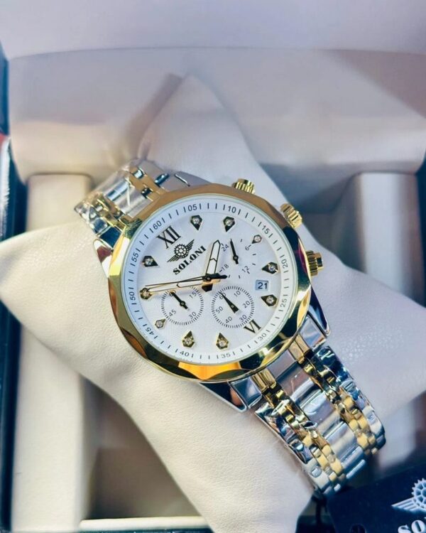 Soloni 3002 For Men - Silver Gold White With Premium Box | Rovelle