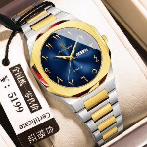 Poedagar 830 Men's Watch - Silver Gold Blue | Rovelle