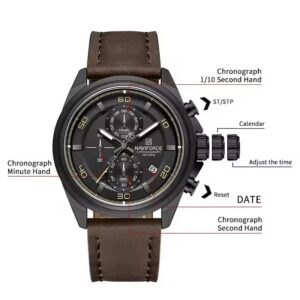 Naviforce 8075 For Men - Dark Brown Black | Rovelle