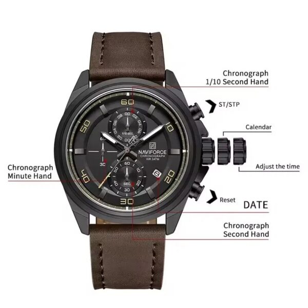 Naviforce 8075 For Men - Dark Brown Black Naviforce 8075 For Men - Dark Brown Black | Rovelle