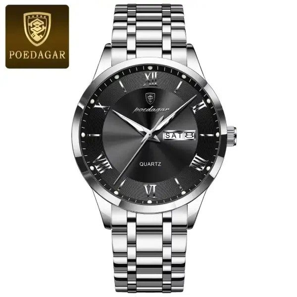 Poedagar 978 CH For Men - Silver Black | Rovelle