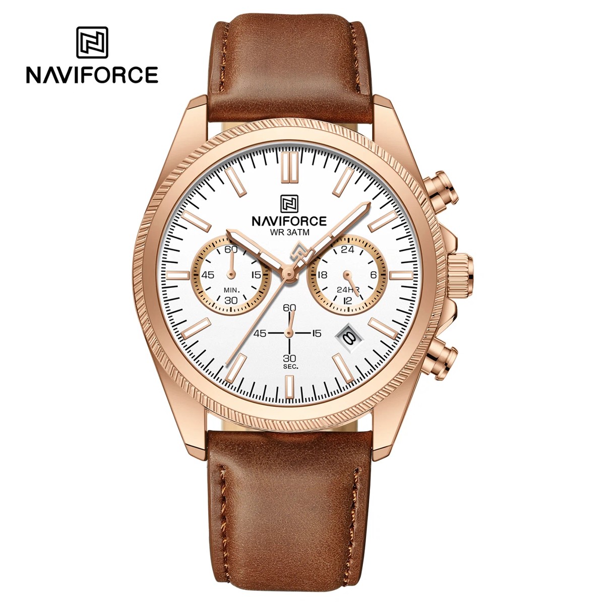 Naviforce 8082 L For Men - Brown Rose White