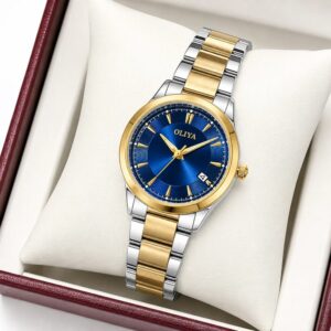 Oliya 835 Ladies Watch -Silver Gold Blue | Rovelle