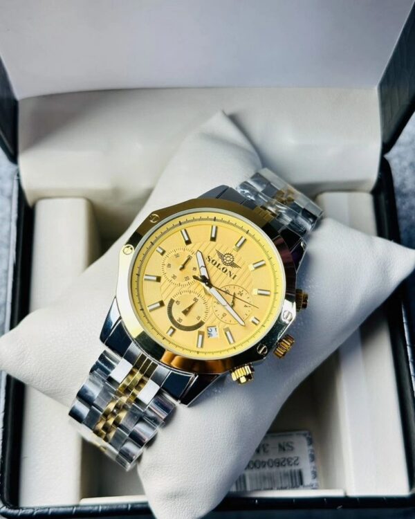 Soloni 3008 For Men - Silver Gold With Premium Box | Rovelle