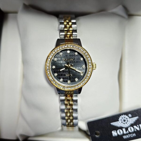 Soloni 1038 For Women - Silver Gold Black With Premium Box | Rovelle