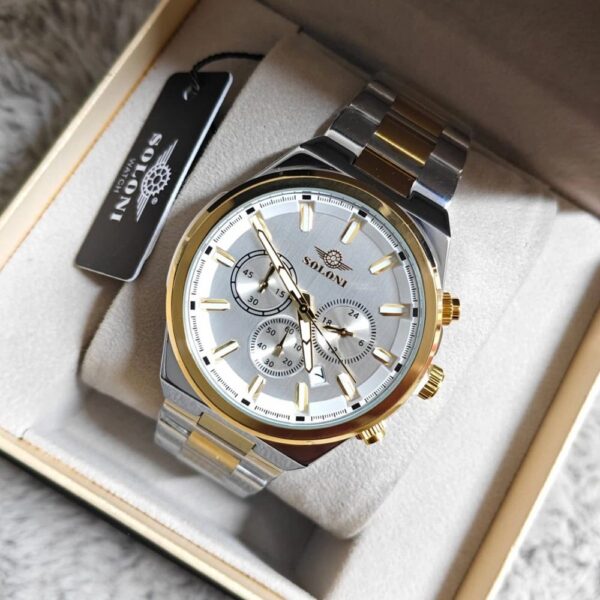 Soloni 3006 For Men - Silver Gold White With Premium Box | Rovelle