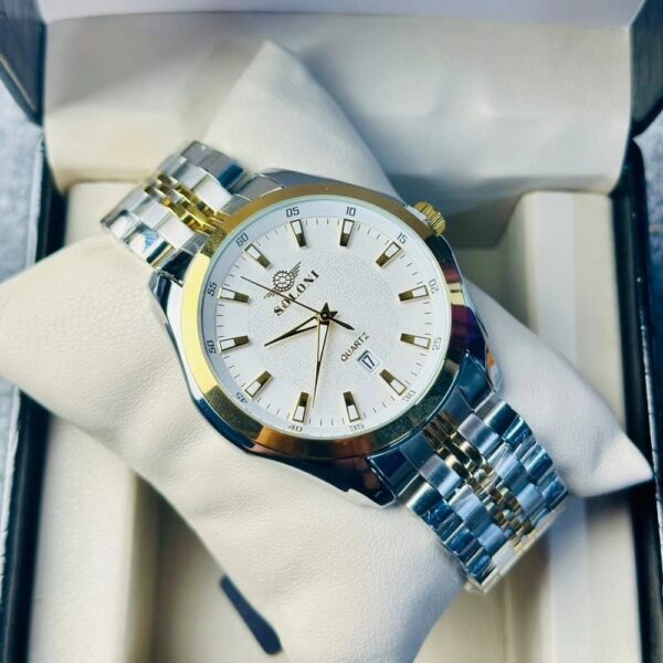 Soloni 1006 M For Men - Silver Gold White with Premium Box | Rovelle