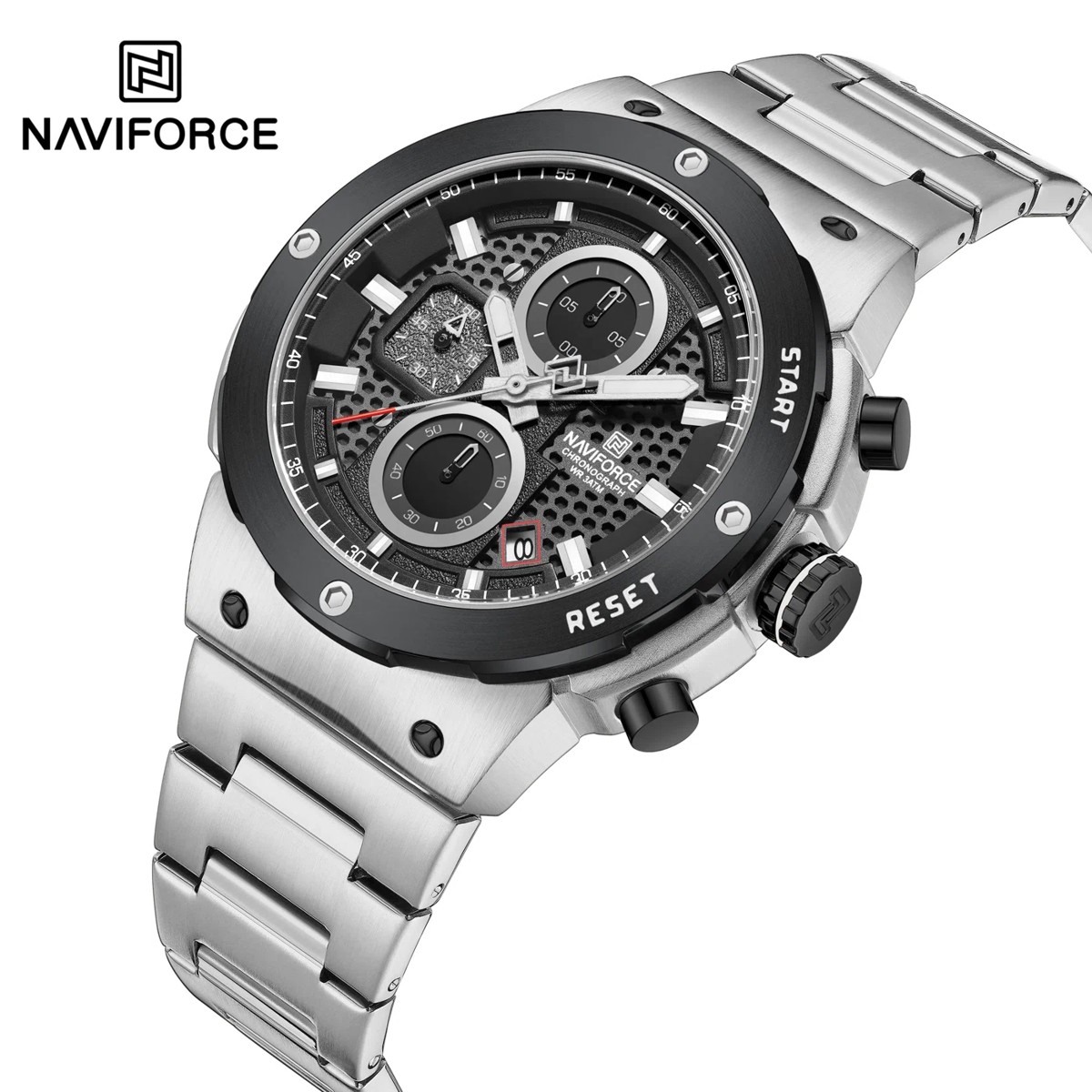 Naviforce 8072 For Men - Silver Black