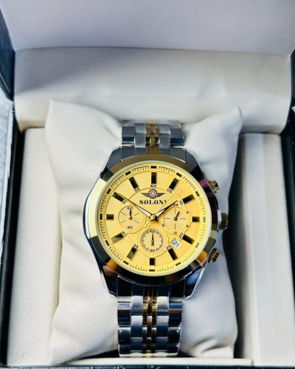 Soloni 3005 For Men - Silver Gold With Premium Box | Rovelle