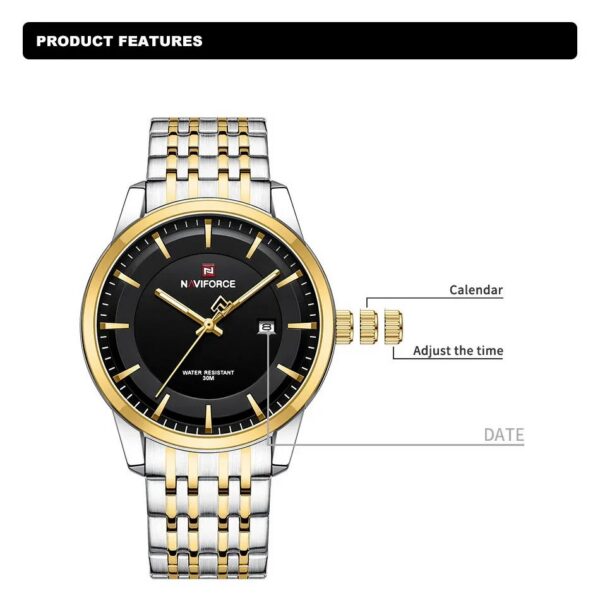 Naviforce 9228 Couple - Black Gold | Rovelle