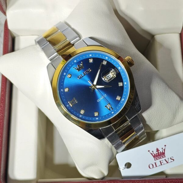 Olevs 3709 CH For Men - Silver Gold Blue | Rovelle