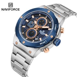 Naviforce 8072 For Men - Silver Rose Blue | Rovelle