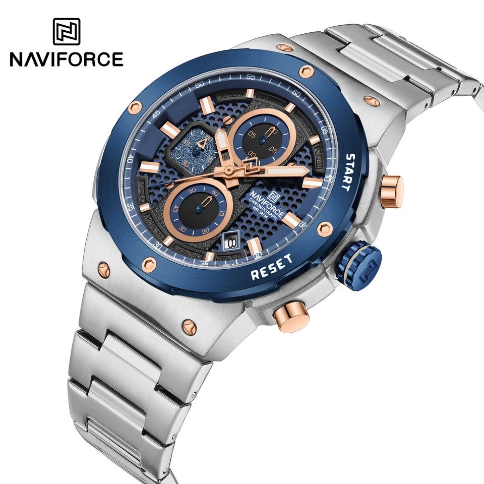 Naviforce 8072 For Men - Silver Rose Blue