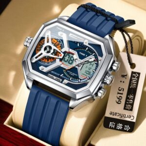 Poedagar E106 Men's Analog-Digital Watch - Silver Blue | Rovelle