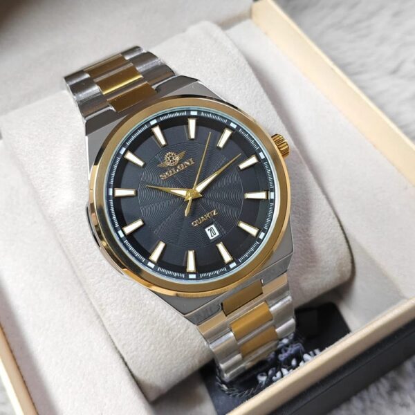 Soloni 1005M For Men - Silver Gold Black With Premium Box | Rovelle