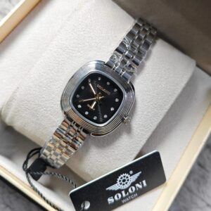 Soloni 1043 For Women - Silver Black With Premium Box | Rovelle