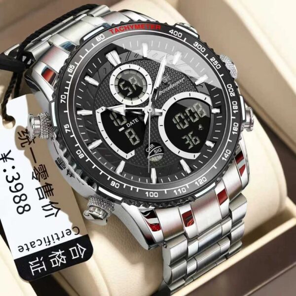 Poedagar 127CH For Men - Silver Black Poedagar 127CH For Men - Silver Black | Rovelle