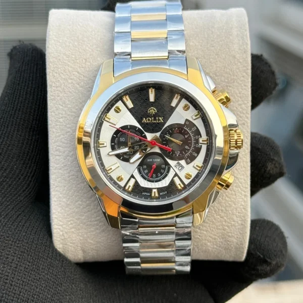 Aolix 7054 Men's Watch - Silver Black Gold | Rovelle
