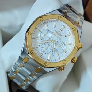 Soloni 3011 M For Men - Silver Gold White With Premium Box | Rovelle