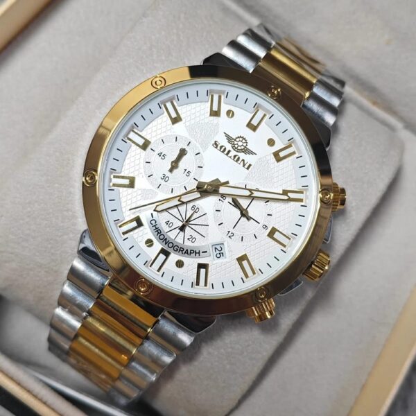 Soloni 3007 For Men - Silver Gold White With Premium Box | Rovelle