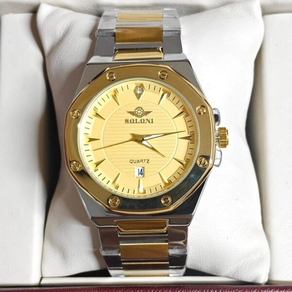 Soloni 1002M For Men - Silver Gold With Premium Box Soloni 1002M For Men - Silver Gold With Premium Box | Rovelle