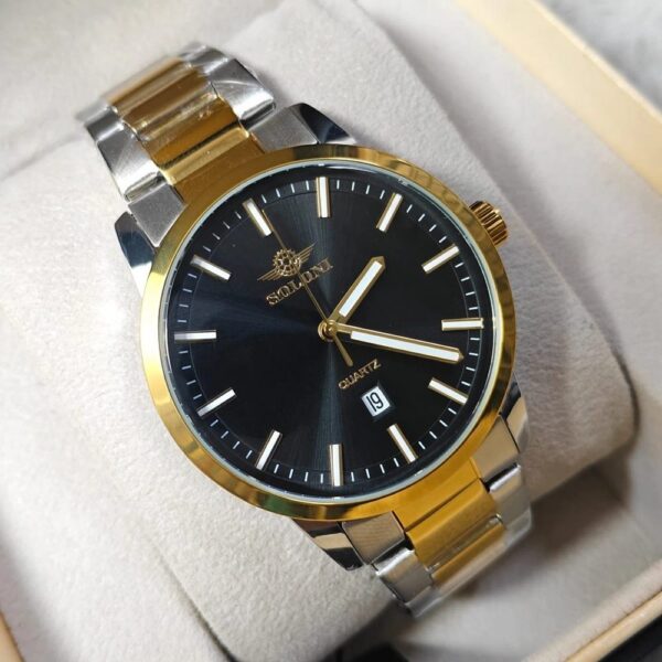Soloni 1022M For Men - Silver Gold Black With Premium Box | Rovelle