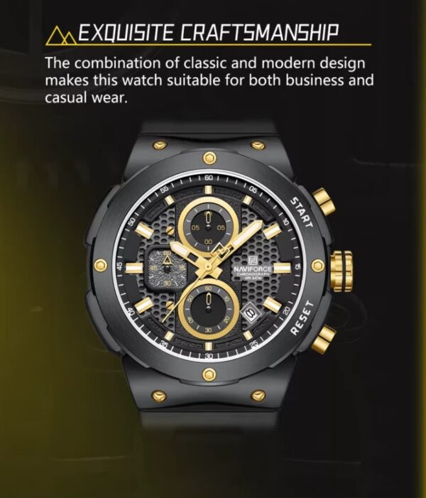 Naviforce 8072 For Men - Black Gold | Rovelle