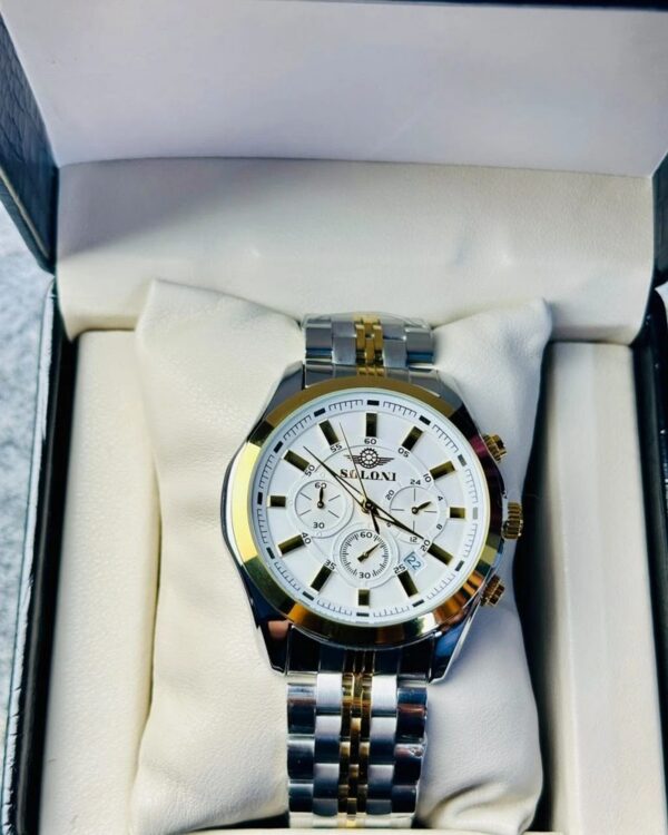 Soloni 3005 For Men - Silver Gold White With Premium Box Soloni 3005 For Men - Silver Gold White With Premium Box | Rovelle