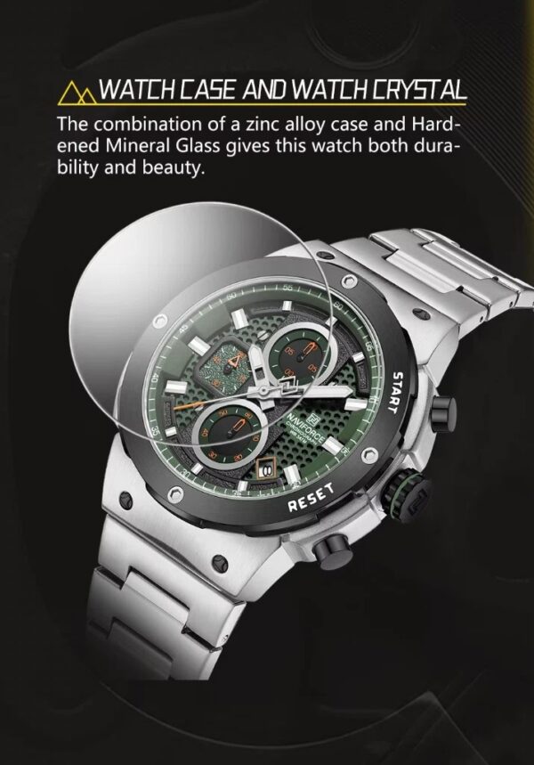 Naviforce 8072 For Men - Silver Green | Rovelle